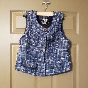 Cache button down vest top size 12